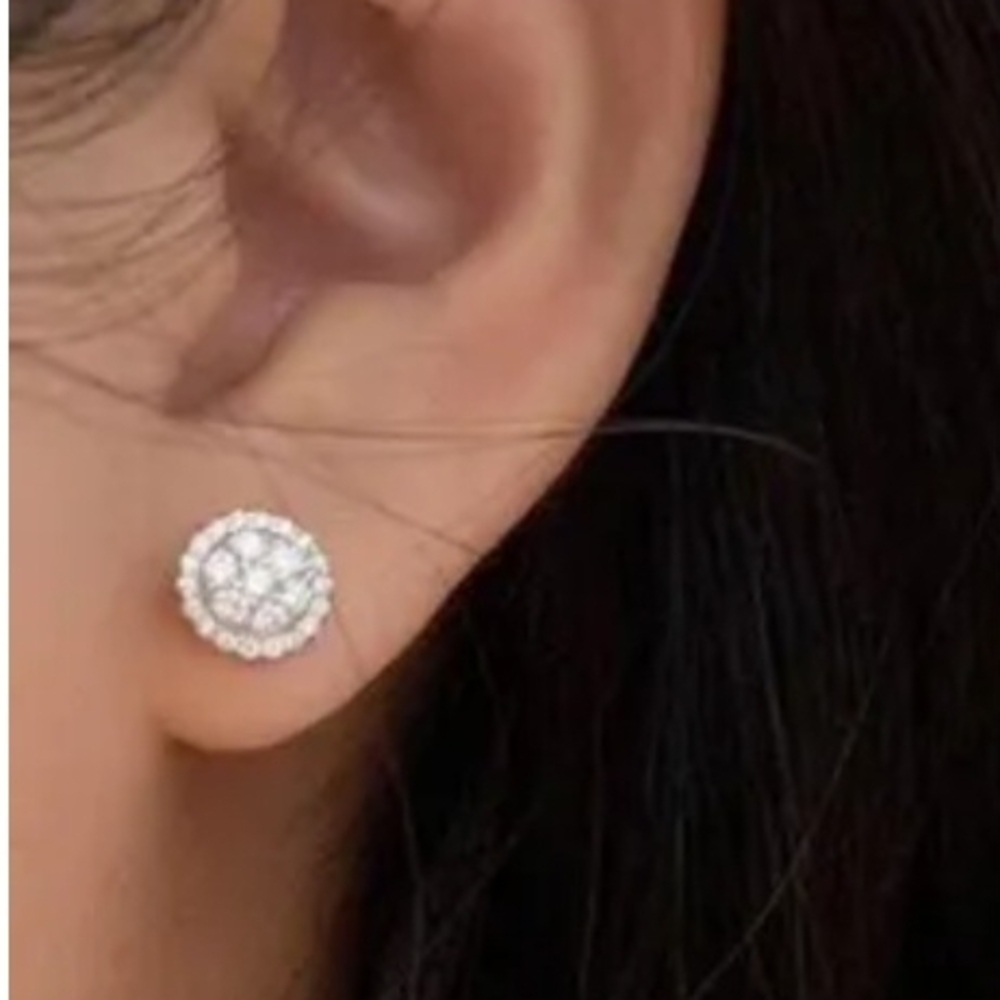 Diamond 925 Sterling Silver Stud Earrings